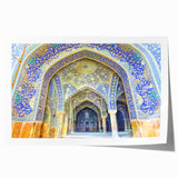 Rolled canvas print of a Middle Eastern floral scene in muted earth tones, ideal for art wall dining room.