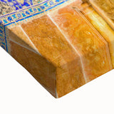 Large art of a black and white landscape painting of Middle East scenery on stretched canvas.