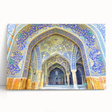 Black and white stretched canvas featuring a scenic Middle Eastern landscape, ideal for kitchen wall art or bedroom ambiance.