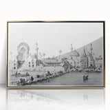 Large art print of a Middle Eastern Iraqi scenery in gold tones on framed acrylic, suitable for modern art wall decor.