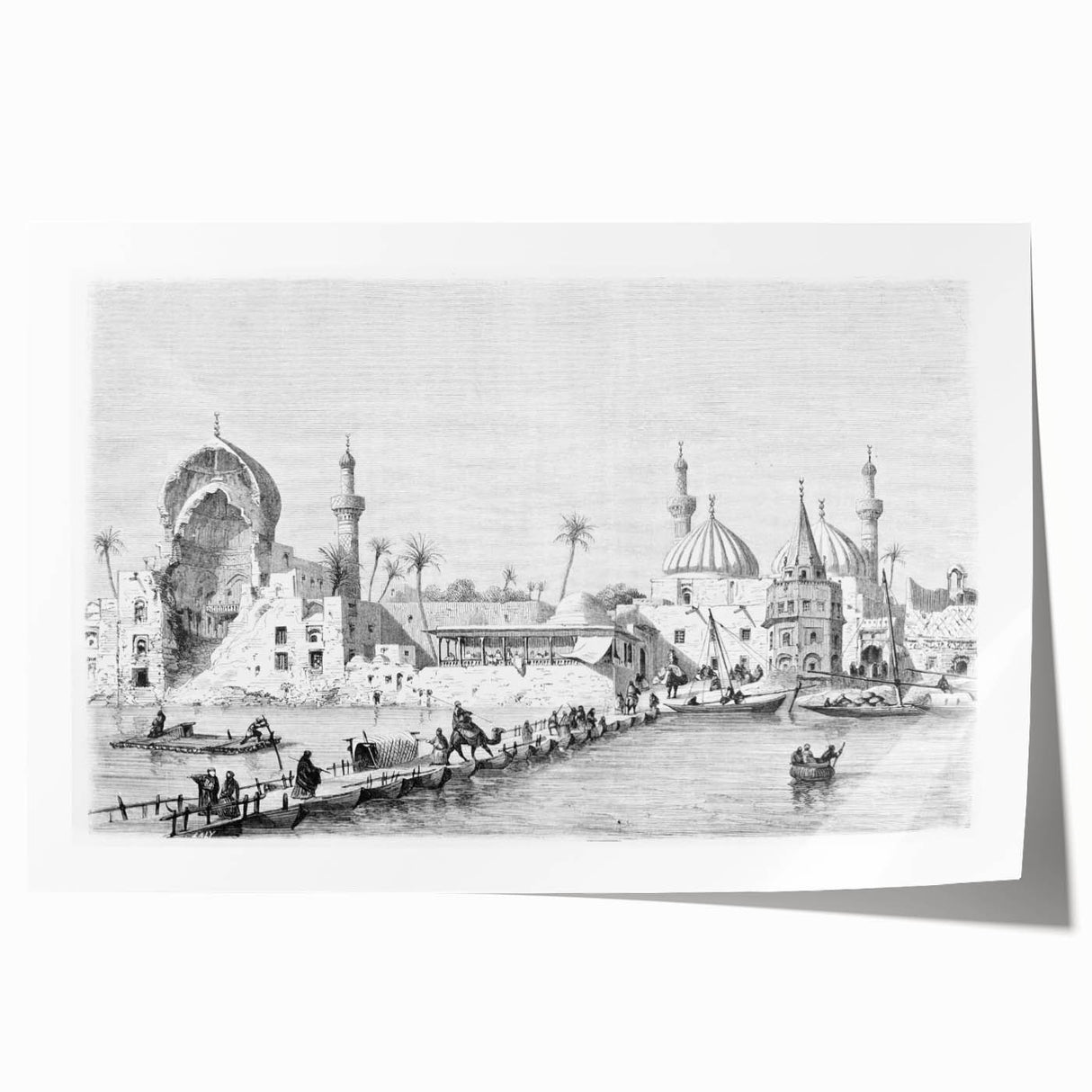 Rolled canvas print of Middle-Eastern Iraq scenery with vibrant floral accents, ideal for art wall dining room.