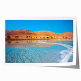Extra large rolled print of the Dead Sea with soft blue and sandy hues, ideal for art wall dining room.