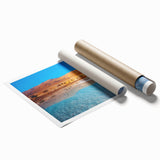 Extra large rolled print depicting the Dead Sea landscape in muted earth tones, ideal for classy bathroom wall art.