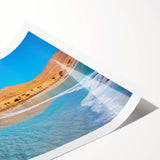 Extra large rolled print featuring line art flowers and the Dead Sea scenery, ideal for large living room wall art.