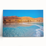 Black and white photo of the Dead Sea on stretched canvas, ideal for kitchen or bedroom wall art.