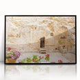 Large abstract wall art depicting Jerusalem skyline in muted earth tones on a framed acrylic.