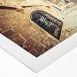 Art deco poster of Tel Aviv skyline in muted earth tones on rolled canvas, suited for dining room wall art.