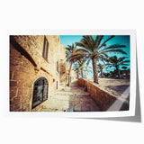 Extra large rolled print of Tel Aviv scenery with muted earth tones, ideal for art wall dining room.