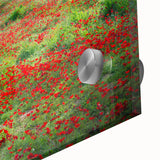 Large abstract wall art featuring mid-century modernist style scenery of the Middle East in muted earth tones on acrylic…