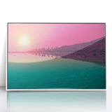 Acrylic print of Jordanian landscape in art deco style, featuring neutral earth tones, ideal for modern art wall decor.