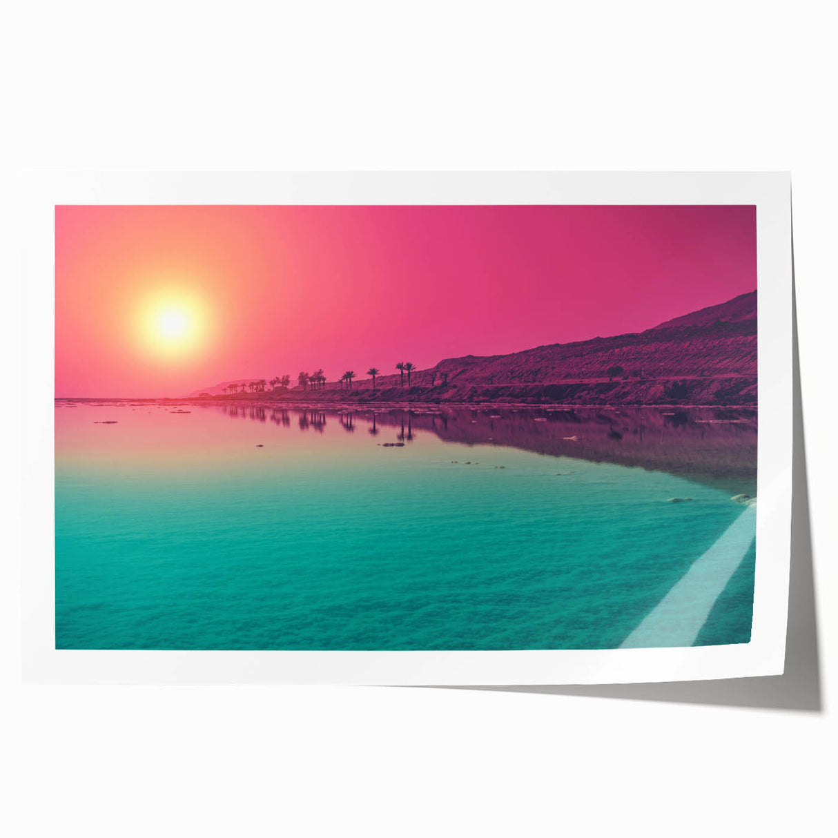Extra large rolled print of a Middle Eastern Jordan scenery in muted earth tones, ideal for dining room wall art.