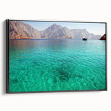 Black and white landscape art painting of Oman scenery on framed canvas, suitable for bedroom wall decor.