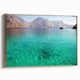 Framed canvas depicting a vintage-style landscape of Oman in muted gold and black tones, ideal for bedroom wall art.