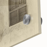 Large abstract wall art depicting the Qatar skyline in muted earth tones on acrylic glass, suitable for dining room decor.