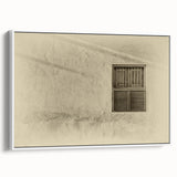 Vintage poster art of Qatar scenery on framed canvas, featuring colorful art on a black background.