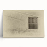 Black and white stretched canvas featuring a panoramic view of Qatar's skyline.