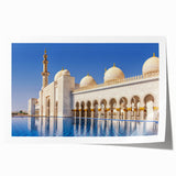 Extra large rolled print of Abu Dhabi scenery with soft floral accents, ideal for dining room wall art.