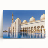 Black and white panoramic photo of Abu Dhabi skyline on stretched canvas, ideal for kitchen wall art.