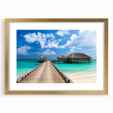 Extra large abstract art print of an oceanic scene in textured blues and greens, framed in gold, ideal for living room decor.