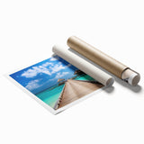 Extra large rolled print of a Fiji oceanic scenery with vibrant blue and green hues, ideal for art wall dining room.