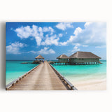 Large black and white stretched canvas depicting an oceanic Fiji scenery, suitable for kitchen wall art.