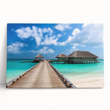 Black and white photo of Fiji ocean scenery on large stretched canvas, ideal for kitchen wall art or bedroom ambiance.