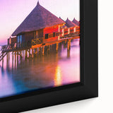 Extra large black wall art featuring a textured depiction of a Tahitian landscape with vibrant colors.