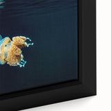 Extra large black wall art featuring a textured Micronesian ocean scene on framed canvas, ideal for living room decor.