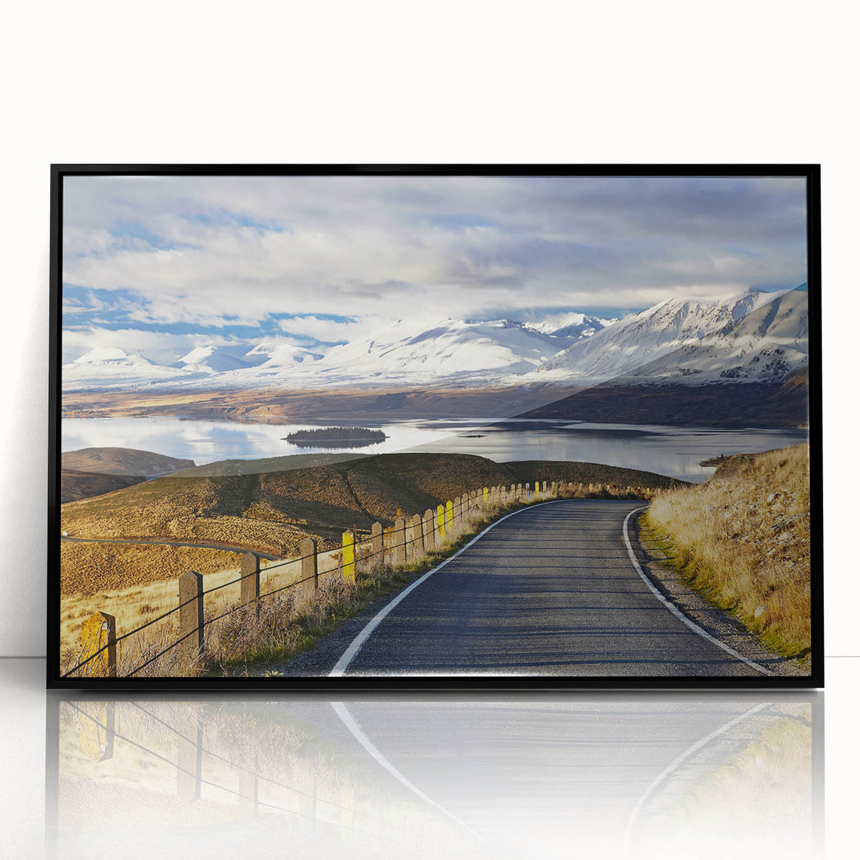 Large abstract wall art depicting Canterbury, New Zealand in muted earth tones on a framed acrylic.