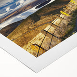 Art deco poster of Canterbury, New Zealand landscape in muted green and blue tones on rolled canvas.
