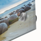 Large abstract wall art depicting Otago, New Zealand scenery in muted earth tones on acrylic glass.