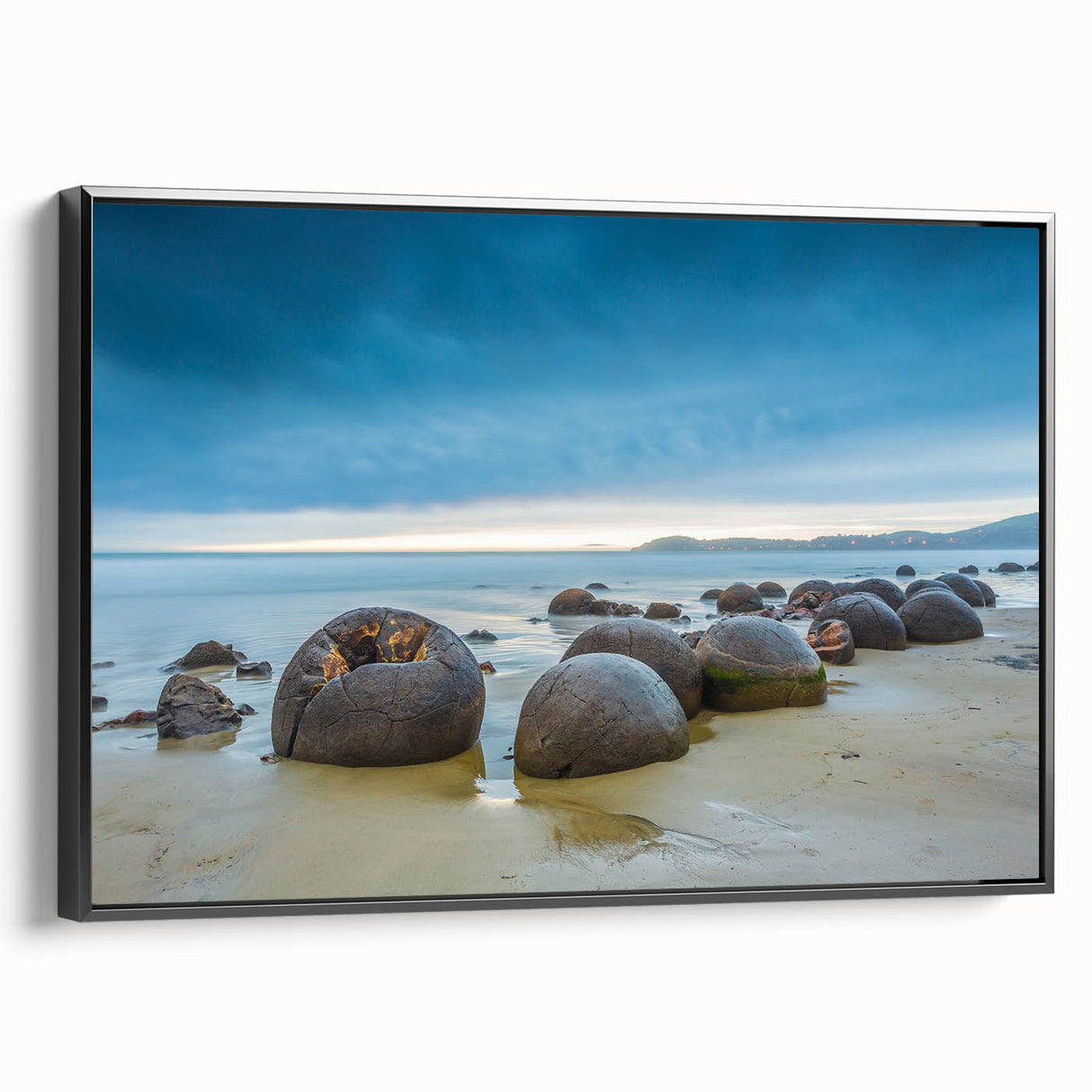 Black and white wall art featuring a vintage landscape of Otago, New Zealand on framed canvas, ideal for bedroom decor.