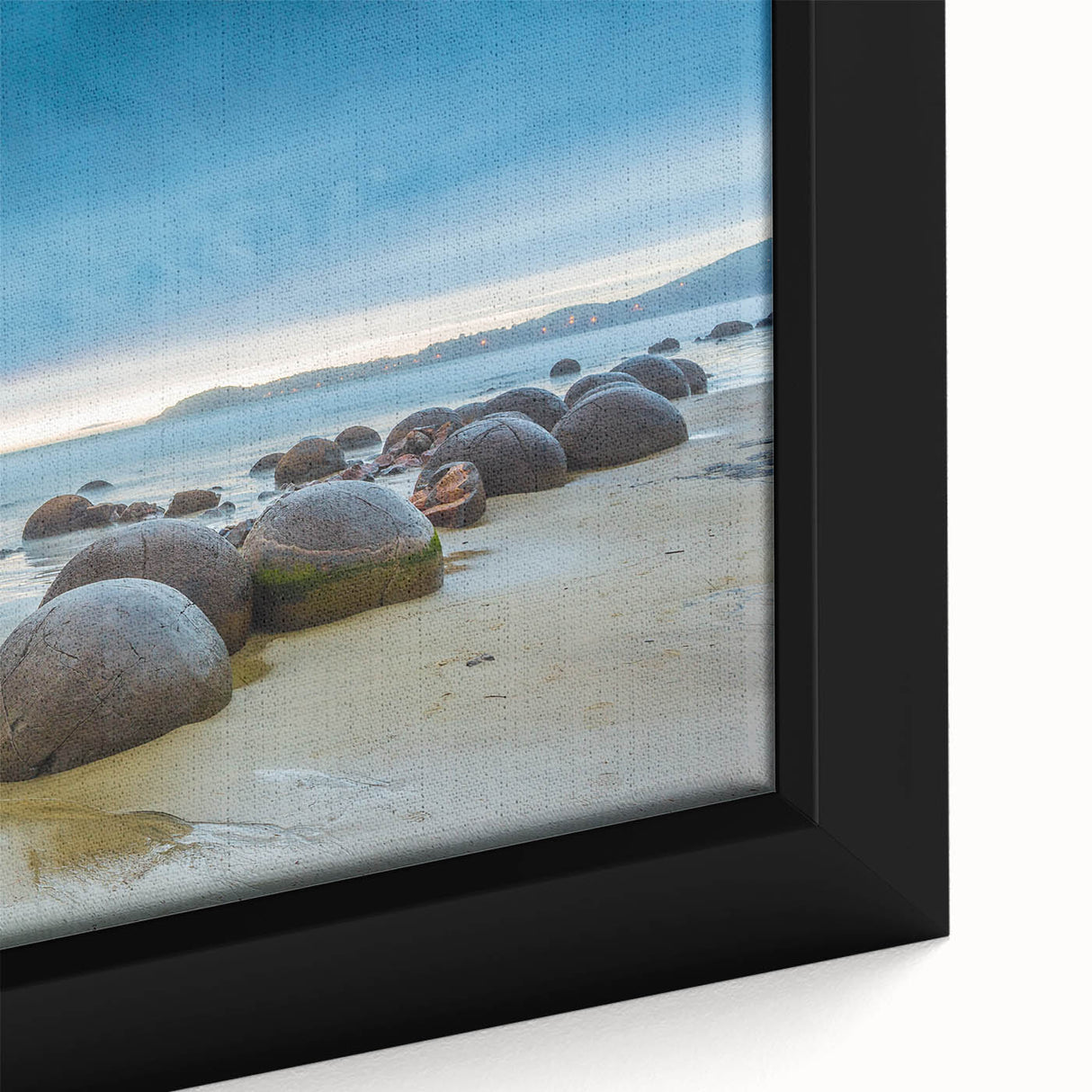 Extra large black wall art featuring a textured, colorful depiction of Otago, New Zealand on a framed canvas.