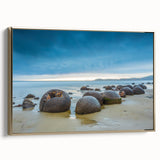 Framed canvas of a vintage-style Otago, New Zealand landscape in black tones, ideal for bedroom wall art.