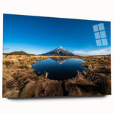 Acrylic print of Taranaki, New Zealand in muted earth tones, ideal for bedroom or dining room art.