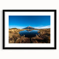 Abstract art print of Taranaki, New Zealand, in vibrant colors on a large canvas, suitable for living room decor.