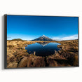 Black and white framed canvas of Taranaki landscape in New Zealand, ideal for bedroom wall art.