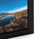 Close-up of extra large framed canvas featuring a textured depiction of Mount Taranaki in New Zealand.
