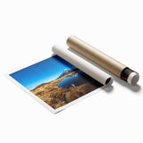 Extra large rolled print of Taranaki scenery in New Zealand, featuring muted greens and blues.