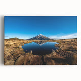Black and white photo of Mount Taranaki in New Zealand on large stretched canvas, ideal for kitchen wall art.