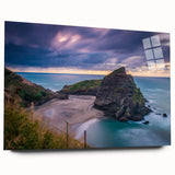 Large abstract wall art of New Zealand's West Coast in muted blue and green tones, acrylic print.
