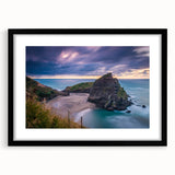 Extra large textured abstract art print of a colorful New Zealand West Coast scenery on a black framed canvas.