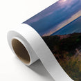 Art deco poster of New Zealand's west coast in pastel shades on rolled canvas, ideal for nursery wall art.