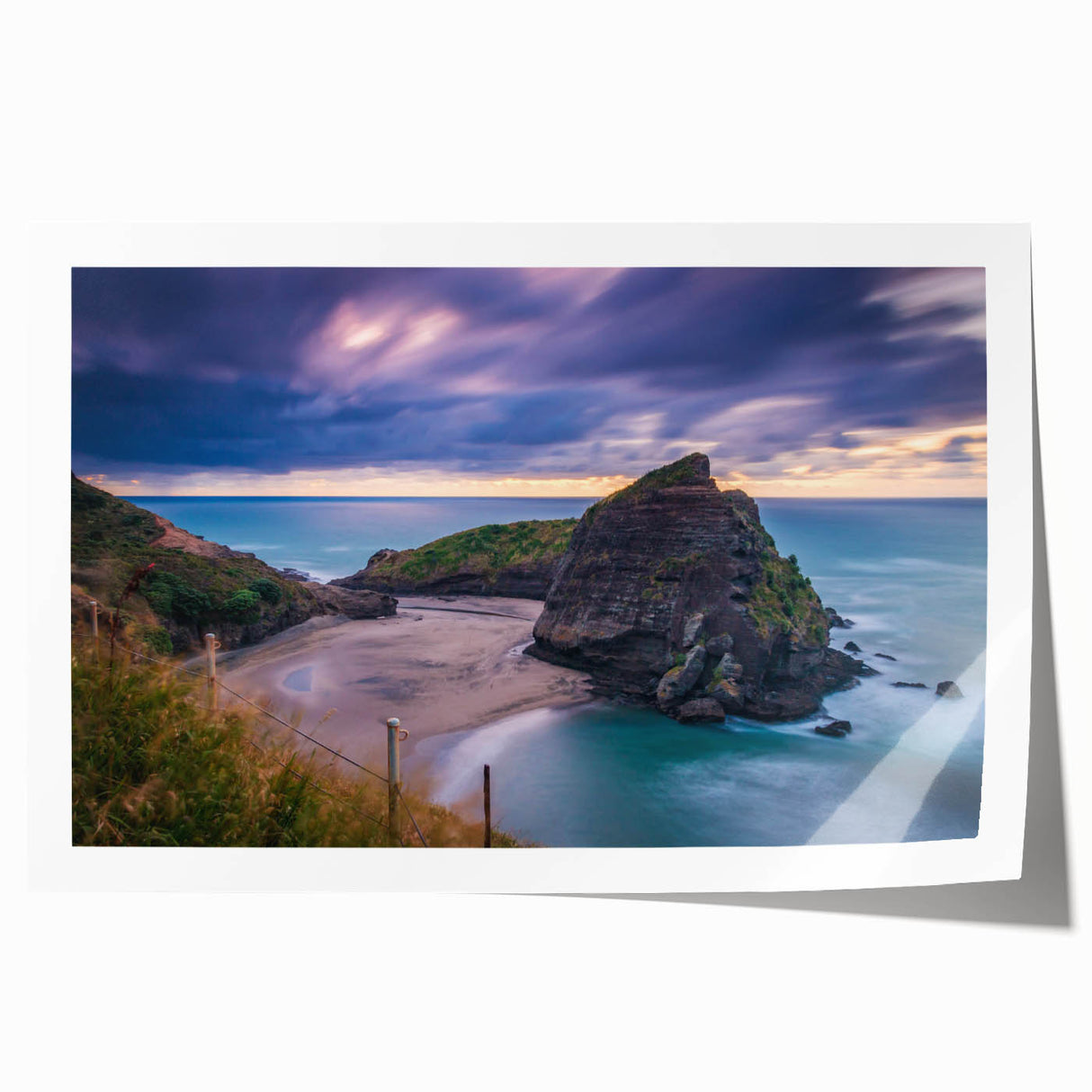 Extra large rolled print of New Zealand's West Coast, featuring vibrant green landscapes and ocean views.