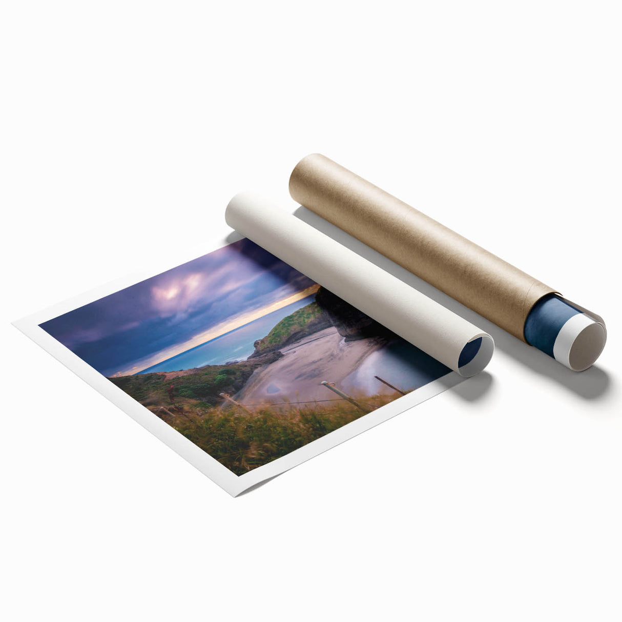 Extra large rolled print of New Zealand's West Coast with vibrant green hues and floral elements.
