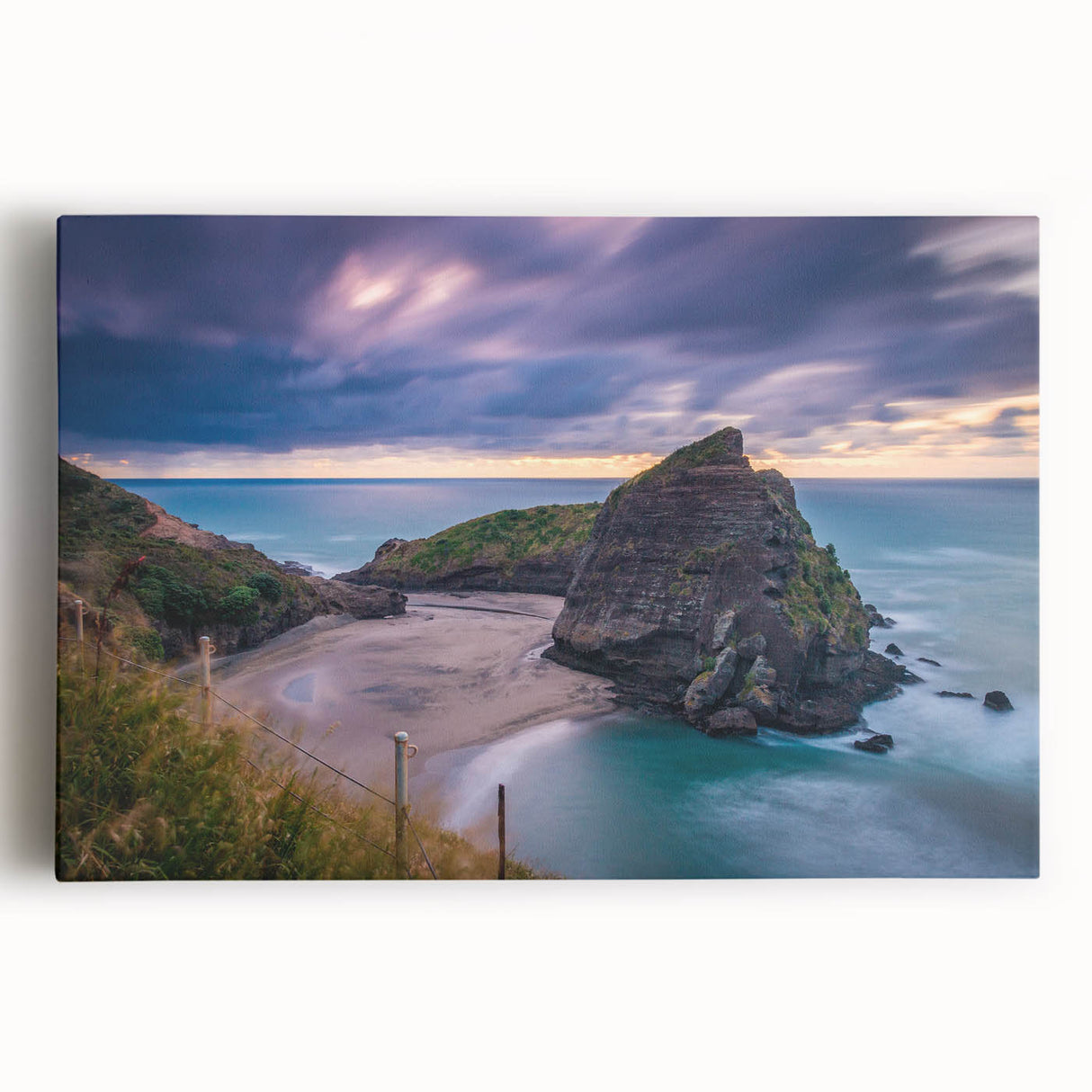 Black and white photograph of New Zealand West Coast on stretched canvas, ideal for kitchen art.