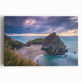 Black and white photograph of New Zealand West Coast on stretched canvas, ideal for kitchen art.