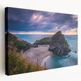 Side view of a stretched canvas featuring a realistic New Zealand West Coast scenery in muted earth tones.