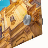 Large abstract wall art featuring a mid-century modernist Buenos Aires cityscape in muted gray and blue tones, acrylic print.