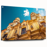 Acrylic print of a large abstract depiction of Buenos Aires, featuring vibrant blue and green tones.